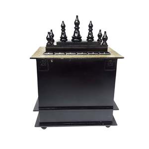 Mandir วัดไม้สีดำสำหรับการอธิษฐานที่บ้าน-ทนทานอธิษฐานด้วยไม้สำหรับการอุทิศตนทุกวัน Mandir Pooja Mandir พร้อมงานทองเหลืองที่ไม่เหมือนใคร - Product Image 3