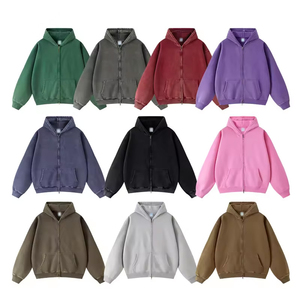 Sweat-shirts à capuche en coton 100% de qualité supérieure, lavés à l'acide, à fermeture éclair intégrale, pour homme, avec col à capuche pour l'hiver - Product Image 6