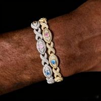 Bracelet chaîne cubaine en laiton et cuivre avec breloque œil en zircon cubique, maillons infinis, qualité testée, finition de qualité supérieure pour hommes, style rappeur, pour revendeurs