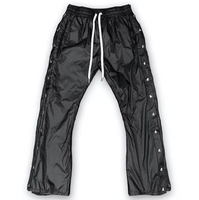 Logo sur mesure blanc travail Nylon piste hommes femmes unisexe cire lâche bouton latéral survêtement Baggy Nylon pantalon 2025