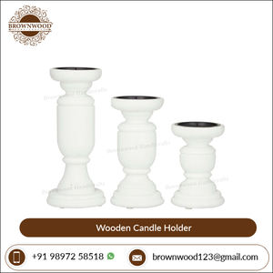 White Color Antique Design Wooden <b>Candle</b> Holder <b>Set</b> of 3 Luxury Decor for Wedding Christmas and Home Votive <b>Candle</b> Stand - Product Image 3