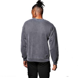 Sweat-shirt gris à col rond pour homme, coupe classique, en molleton de coton, décontracté, pour l'automne, effet délavé, personnalisable, prix de gros - Product Image 2