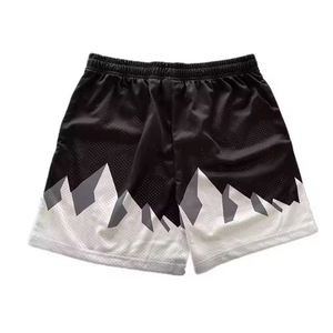 Pantalones cortos de gimnasio de rizo francés ligeros de alta calidad para hombre, malla transpirable con parches bordados, estilo de calle sólido - Product Image 1