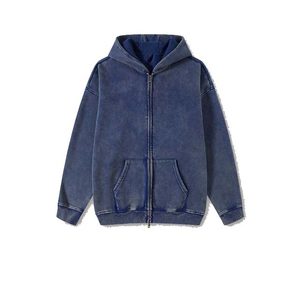 Servicio OEM de alta calidad, lavado con ácido desgastado, Sudadera con capucha de lana para hombre de invierno, bolsillo de algodón 100%, conceptos básicos personalizados - Product Image 2