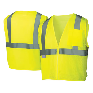 Gilet de sécurité haute visibilité réfléchissant respirant léger jaune fluorescent en maille avec fermeture éclair et bande réfléchissante pour le travail et la construction - Product Image 1