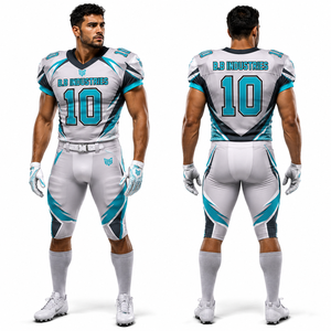 Ensemble d'uniformes de football américain personnalisés pour hommes, maillot et pantalon de football sublimés de qualité supérieure, kit d'équipe léger et respirant - Product Image 6