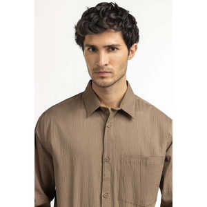 Chemises décontractées pour hommes 100 % coton, fermeture à double boutonnage, tissu popeline et satin, teinture unie MN-CS-SS25-238 ODM Coupe classique - Product Image 1