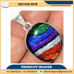 Fabricante y proveedor indio a granel, juegos de anillos de vidrio dicroico de lujo, conjunto de joyería india de moda de Plata de Ley 925, nueva moda - Product Image 2