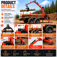 Chargeur de grumes professionnel monté sur remorque avec grue hydraulique et grappin pour le transport du bois et les travaux forestiers