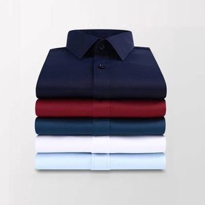 Chemise de style formel à imprimé solide grande taille pour hommes robe en satin extensible dans les 4 sens à manches longues pour les affaires décontractée de l'automne - Product Image 6