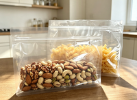 Sachets Doypack pour emballage alimentaire, en plastique transparent, personnalisables, refermables, à fond plat, avec poignée et fermeture éclair