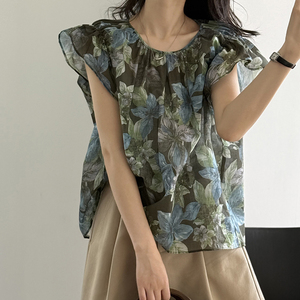 Camicetta estiva a maniche corte in Chiffon Chiffon monospalla da donna Amoji - Product Image 4