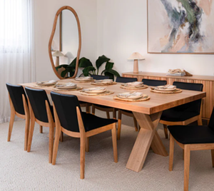 Table à manger en bois d'acacia massif |   Meubles de salle à manger modernes écologiques faits à la main assemblés - Product Image 2