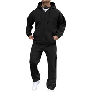 Ensemble de survêtement imprimé grande taille pour femmes hiver athlétique 2 pièces uni décontracté à capuche manches longues tenue de jogging - Product Image 1