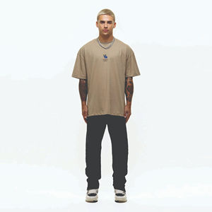 เสื้อยืดสำหรับผู้ชายเสื้อยืดผ้าคอตตอน100% เรียบขนาดใหญ่โชว์ไหล่สำหรับผู้ชาย - Product Image 4