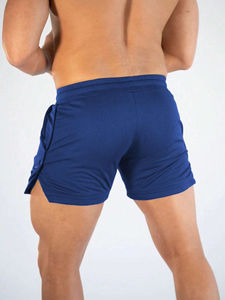 Short de gymnastique pour hommes OEM High Street Short de sport de fitness tissé monocouche de couleur unie à séchage rapide Style décontracté - Product Image 4