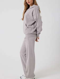 OEM/ODM Custom Made Women's Tracksuit Custom DTF Printed Logo 100% Cotton Acid Wash Zip Up Baggy Tracksuit for Women's - Product Image 5