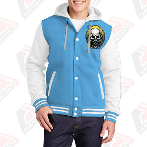 Chaqueta Varsity cálida y elegante para hombre con capucha 100% algodón polar bordado Technics Digital impreso liso teñido para invierno - Product Image 2