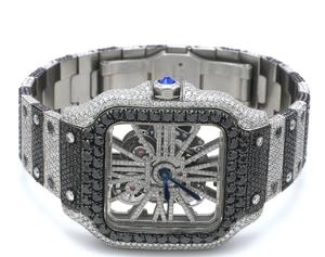 Montre mécanique de style hip-hop entièrement sertie de diamants en moissanite, boîtier en acier inoxydable analogique de 41 mm de diamètre, montre-bracelet personnalisée de qualité supérieure - Product Image 1