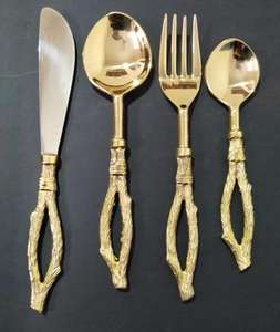 Ensemble de couverts modernes or royal en laiton certifié LFGB avec poignée pour le dîner, le thé et les cadeaux d'affaires pour l'hôtel - Product Image 4