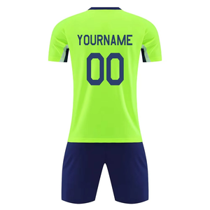 Conjunto de camiseta de fútbol Unisex personalizable 100% poliéster transpirable Club ropa de fútbol patrón sólido logotipo frontal cuello redondo práctica - Product Image 2