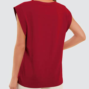 Chemise sans manches pour femmes, coton premium 180 GSM, élasthanne, tissu lisse et doux, couleur unie, impression de logo personnalisé, chemises en coton pour femmes - Product Image 5