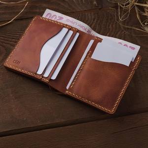 Portefeuille en cuir Crazy Horse fait à la main personnalisé à deux volets minimaliste mince pour hommes et femmes CHW-0019 cadeau gravé personnalisé - Product Image 3