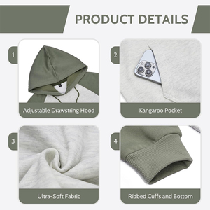 Sweat-shirt à capuche en molleton tricoté 100% coton avec logo personnalisé pour hommes, hiver - Product Image 3