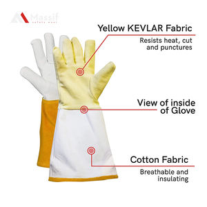Gants de soudage en cuir de vache fendu personnalisables avec fonctions anti-coupure, antidérapantes, anti-choc et anti-chaleur - Product Image 2