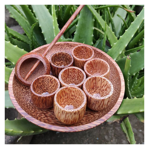 Service à thé à la noix de coco unique mélange l'artisanat écologique avec un style classique pour les amateurs de thé Service à thé à la noix de coco Natural Grace bonnes affaires - Product Image 2