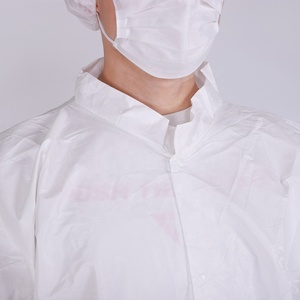Bata blanca de laboratorio con puños elásticos Ropa de trabajo de manga larga para estudiantes masculinos Ropa de seguridad para experimentos químicos médicos - Product Image 4
