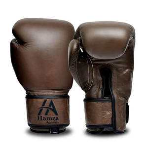 Gants de boxe en cuir marron de qualité supérieure 16oz Design classique Matériau durable Coupe confortable Style professionnel Entraînement Sparring - Product Image 1