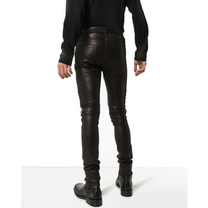 OEM Custom Logo Punk Club Faux Leather Pants <b>Men</b> Zip Biker <b>Jeans</b> Leather Pants Custom Leather Motorcycle Pants for <b>Men</b> Hip Hop - Product Image 4