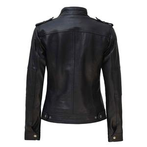 Women's High Quality PU Leather <b>Waterproof</b> Windproof Winter Fashion Bomber Jackets Stand <b>Zipper</b> Front Customizable Color Size - Product Image 2