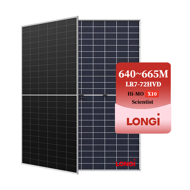 Longi Solar Topcon Factory Priced N-Type Half Cell Bifacial Glass Himo X10 640W/645W/650W Monofacial Solar Panels