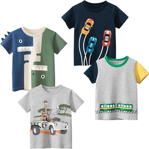 Toddler Boy Knitted 100% Cotton Short Sleeve O-Neck Breathable Tee Shirt Boutique <b>Clothes</b> Summer Kids Clothing - Product Image 1