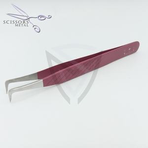 Pinzas de punta de fibra en forma de L con etiqueta privada de Color negro Pinzas de extensión de pestañas de 45 90 grados para extensiones de pestañas de volumen - Product Image 1