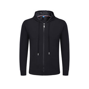 Vente en gros de sweatshirts à capuche pour hommes 100% coton sweat à capuche à fermeture éclair vierge avec impression de logo personnalisé uni - Product Image 2