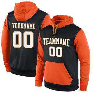 Wholesale & Dropship Custom Stitched Black White-<b>Orange</b> Sports Pullover Sweatshirt <b>Hoodie</b> - Product Image 1