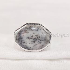 Mayorista Anillo para hombre Piedra preciosa de ópalo dendrítico natural Anillo de piedra natal de Octubre Joyería DE BODA otomana Anillo de plata esterlina 925 - Product Image 1
