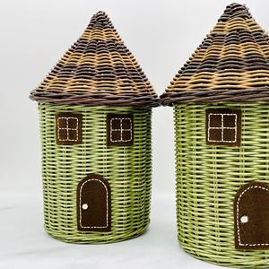 Cesta de almacenamiento ecológica multiusos de mimbre/caña artesanal india, forma de cabaña, Color de tamaño personalizado para uso doméstico, cocina, granja - Product Image 2