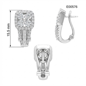 KING O KING Boucles d'oreilles créoles classiques et fiables en or blanc massif 18 carats de haute qualité pour femme, avec diamant taille brillant 1,05 carat, pour mariage et soirée - Product Image 5