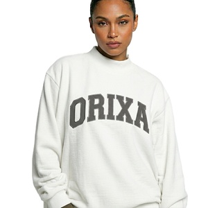 Sweat-shirt respirant pour femme à col montant et épaules tombantes, en mélange polyester/coton, coupe oversize, manches longues, grammage lourd - Product Image 1