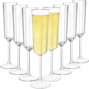 フレンチワインウェディング再利用可能なクリアロゴ高級カスタムフルートプラスチックシャンパングラス - Product Image 1