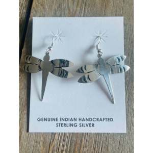 Pendientes Colgantes de Plata de Ley Navajo con Diseño de Libélula, Joyería Elegante - Product Image 1