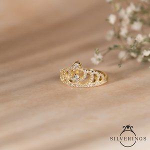 NOVAMART Fine Silverings 925 Sterling Silver Princess <b>Crown</b> <b>Ring</b> with Zircon for Engagement Wholesale Export - Product Image 3