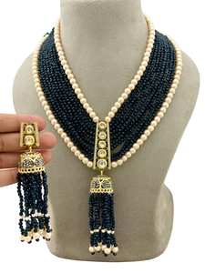 Latón Kundan cuentas largas fiesta desgaste collar conjunto indio tradicional Mala collar conjunto para mujeres, para boda, ocasiones especiales - Product Image 5