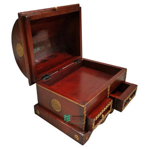 Хит продаж, деревянная латунная фурнитура с 2 ящиками для украшений/ящик для хранения сокровищ, старинная мебель ручной работы для дома - Product Image 3