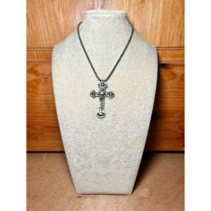 Colgante de Plata de Ley Hecho por Artesanos Navajo con Turquesa, Bañado en Rodio y Oro Rosa, Estilo de Joyería Religiosa Cristiana - Product Image 6