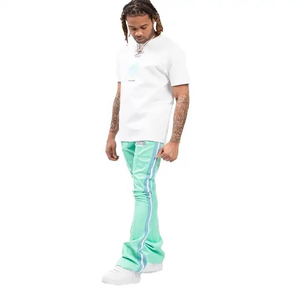Ensembles de survêtements vintage pour hommes, pantalons de jogging évasés d'été, t-shirt et pantalon personnalisés, vente en gros - Product Image 5